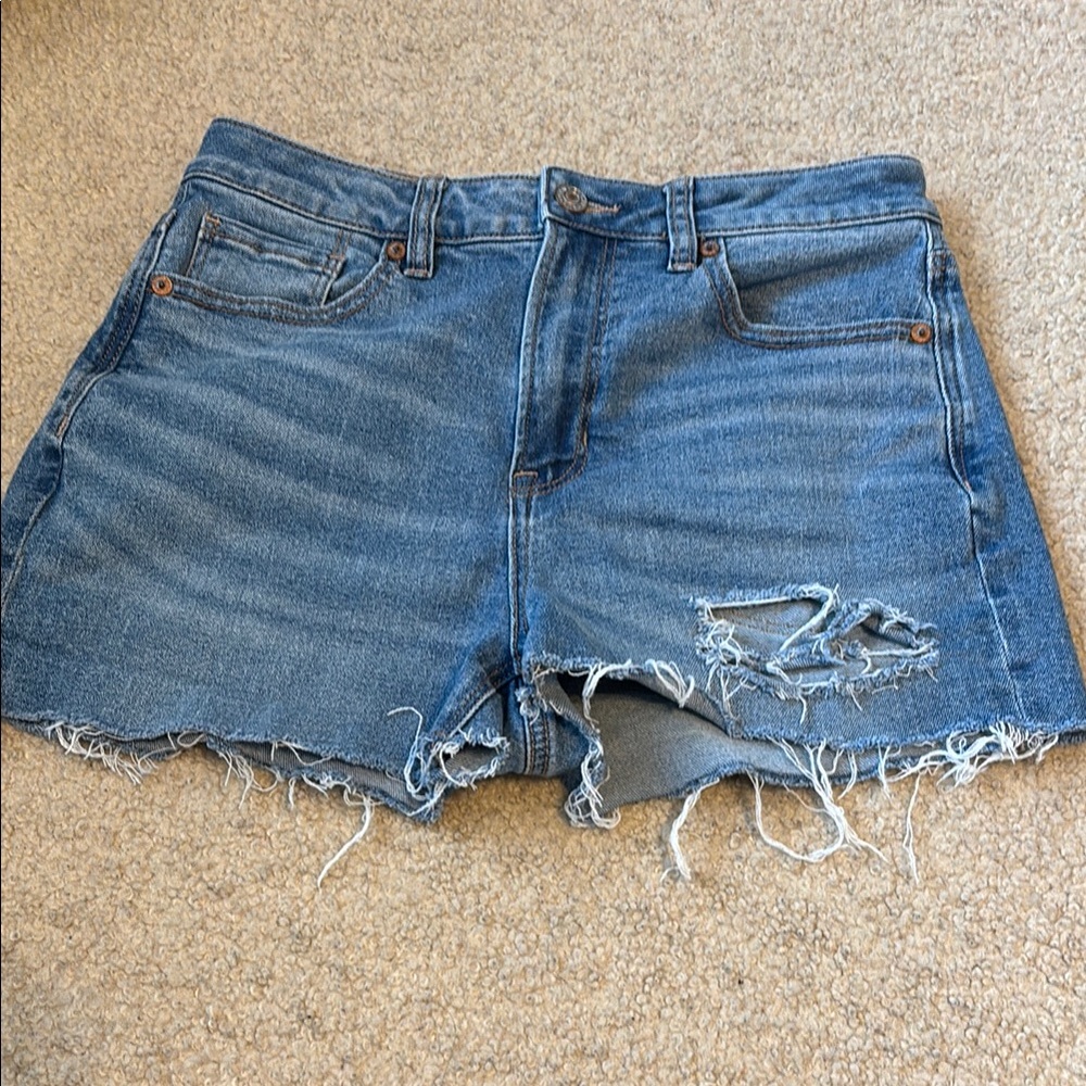 American Eagle Outfitters Blue Jean Shorts Distressed High-Rise